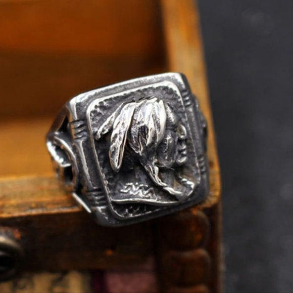 Various Native American warrior Chief stainless steel rings in various sizes. - Picture 5 of 7
